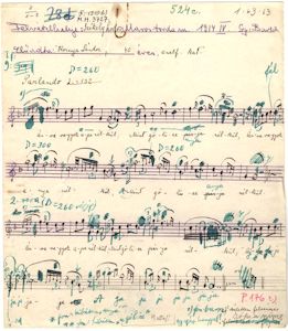 Master sheet from the Bartók System, AI 524c (source melody of the first line of Fifteen Hungarian Peasant Songs no. 3). Source: Bartók System